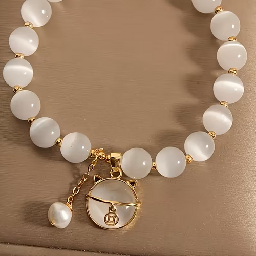 Trendy Best Gift Opal Bracelet Blue Moonlight Bead Hand String Rope Niche Design Student Lucky Bracelet for Women Girls
