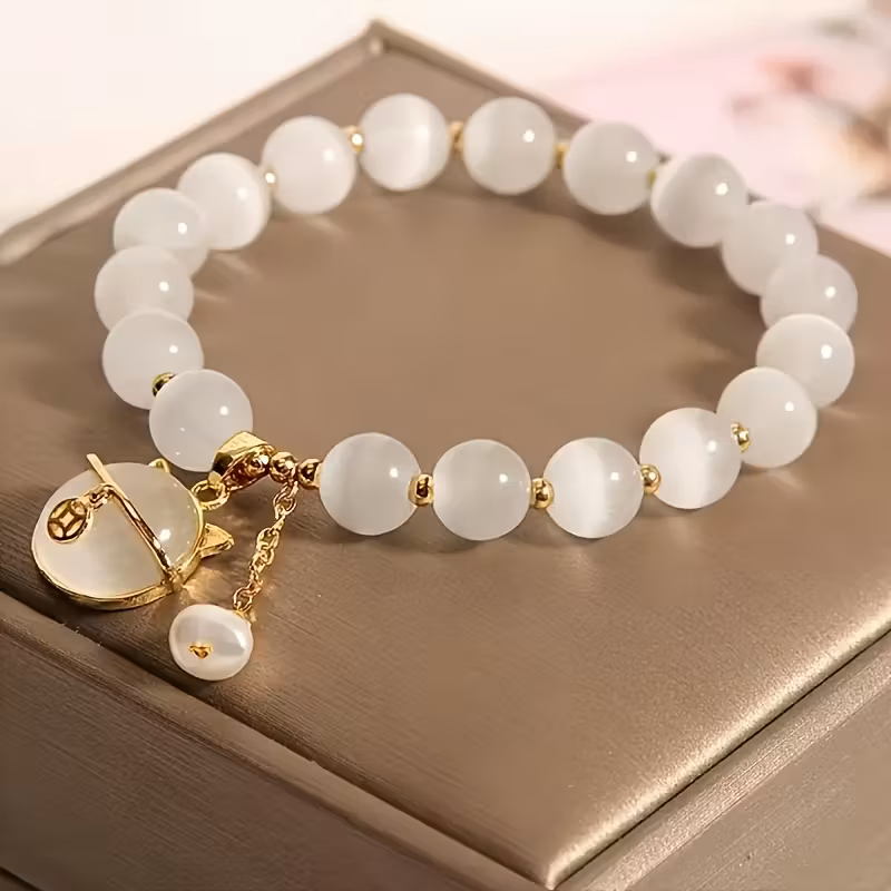 Trendy Best Gift Opal Bracelet Blue Moonlight Bead Hand String Rope Niche Design Student Lucky Bracelet for Women Girls